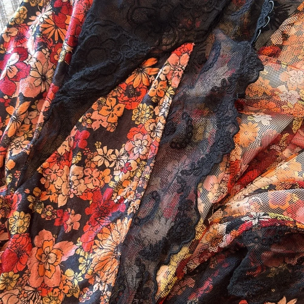 NWT Free People Rare Hideaway Maxi Top Dress Lace Velvet Floral Gothic - Picture 13 of 16